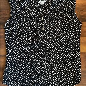 New York & Company Black and White Patterned Blouse